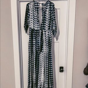 Deep V open back romper hi lo dress